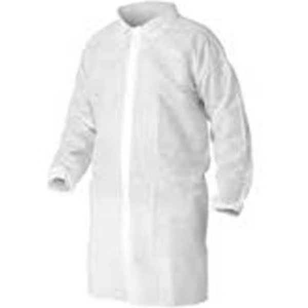 Polypropylene Lab Coat, No Pockets, Elastic Wrists, Snap Front, Single Collar, Blue, XL, 30/CS, Keystone Safety, Mfr#: LC0-BE-NW-XL